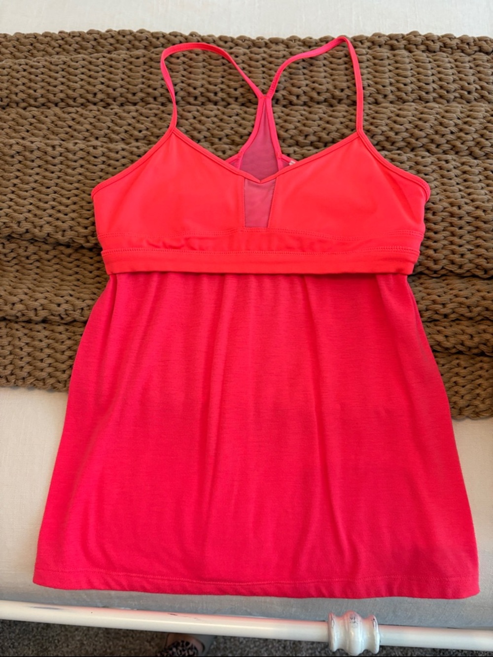 ALO Yoga Neon Coral Pink Strappy Athletic Tank